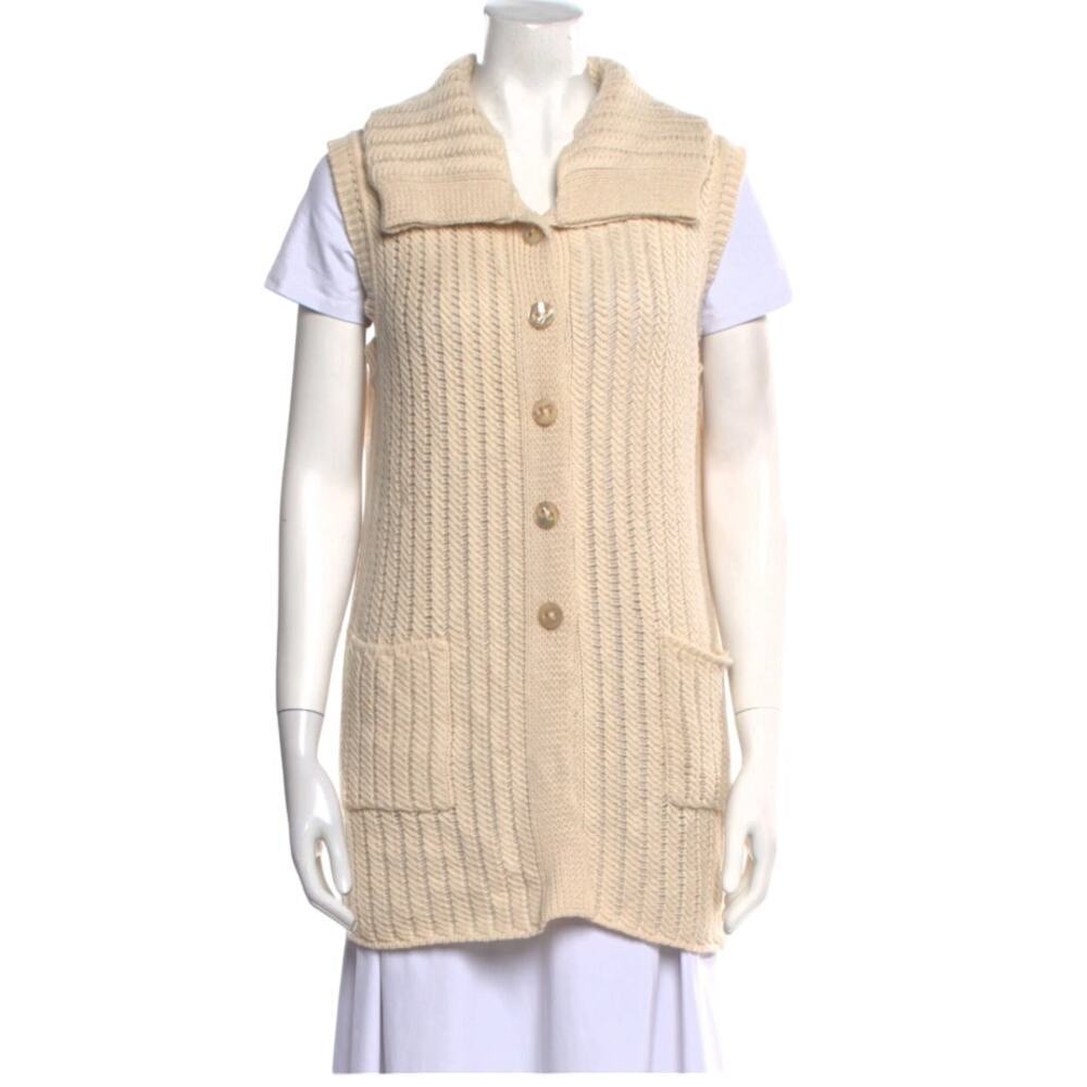 Vintage Escada Ivory 100% Cashmere Longline Vest 38